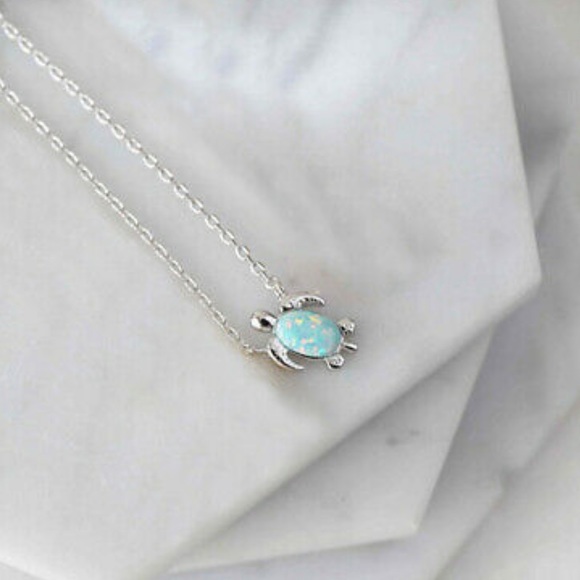 3/$30 NEW! Dainty Sea Turtle Opal Pendant Necklace Gold - Picture 8 of 11